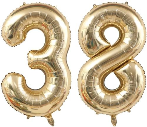 40 Zoll Gold Luftballon Zahlen 38 Champagner Gold Ballon 38. Geburtstag Deko Hellgold Folienballon Zahl 38 Riesenzahl Ballon 38 Party Hochzeit Kindergeburtstag Geburtstag Nummer 38