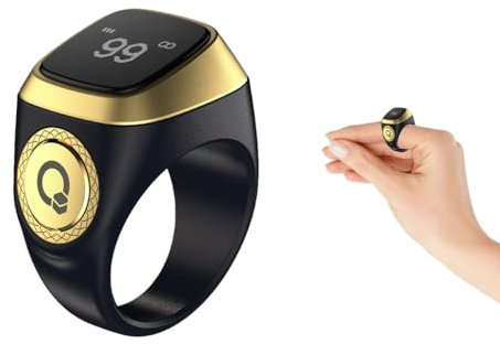 Abiyou Tasbih Zähler Smart Ring,Digital Electronic Smart Ring Counter,Muslimischer Tasbeeh Smart Counter,Intelligenter Tasbih-Ring Zähler,Islamischer Ring Counter,Tasbeeh Smart Zähler (Schwarz,18MM)