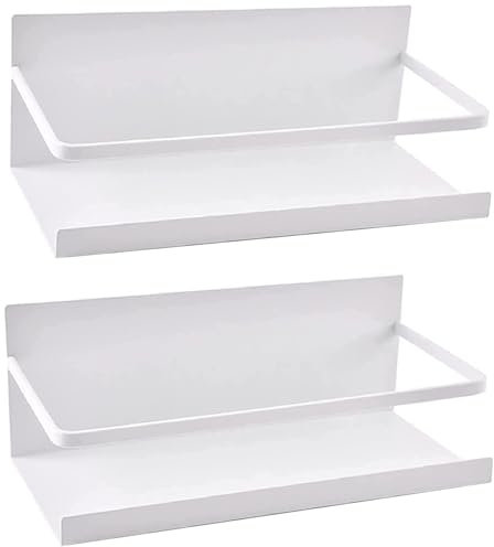 Zosenyer Mensola Magnetica Frigo, 2 Pezzi Portaspezie Magnetico per Frigorifero e Lavatrice, Organizzatore per Cucina, Risparmio Spazio (Bianco)