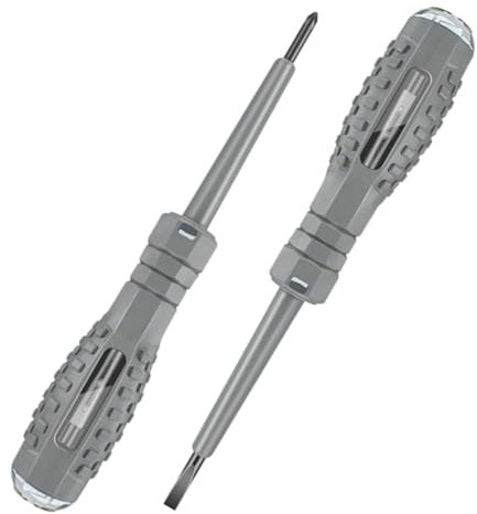 2 in 1 High Torque Strong Magnetic Screwdriver Electricity Detector New Voltage Tester Tool Live Wire Sensor Pen Compact Anti-Slip Grip Detect Current Screws Home Auto Use (Grey)