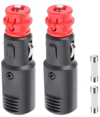 Xibao 2PCS KFZ Stecker,Zigarettenanzünder Stecker,Universalstecker Normstecker mit 8A 10A Sicherung 12V-24V,Geeignet für Auto,LKW,PKW,Motorrad,Autoradio,Autostaubsauger,Autokühlschrank,Autoluftpumpe