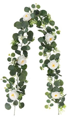 Sefdrert Eucalyptus Garland and Flower Hanging Artificial Eucalyptus Leaf Greenery for Wedding Backdrop Arch