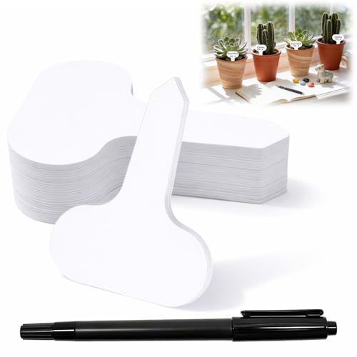 QLK 200 Pcs Plant Labels for Outdoor Plants Plastic, White Plant Markers Tags with Pen, Garden Seed Labels for Seed Vegetable Flowers Potted Outdoor Plants