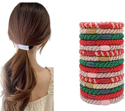 Knekki Original Haargummi für Damen, 15er Pack – Zerstörungsfreie Cotton Bands mit Hoher Elastizität, Ponytail Holder für Thick & Curly Hair (15er Packung,Weihnachten)