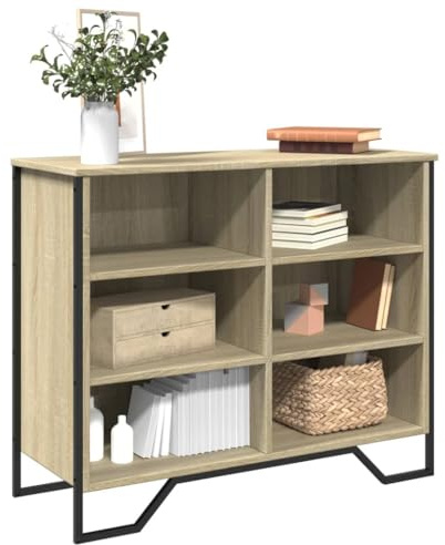 WHOPBXGAD Modern Sideboard with Metal Legs, Sonoma Oak Finish TV Stand & Storage Cabinet, 91x35.5x74.5 cm for Living Room, Hallway, Durable Holzwerkstoff Furniture with Ample Space