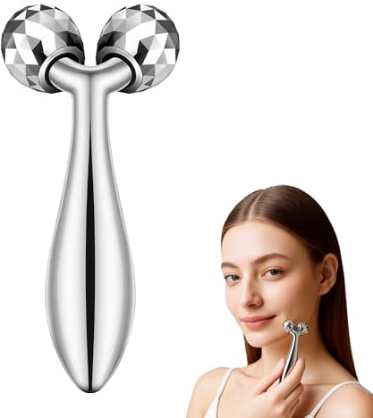 Beugo Ansiktsmassager, 3D-ansiktsrulle för ansiktsmassage, rouleau de massage visage, hudtoning, för ansikte, kropp, rygg, armar, ben, silver