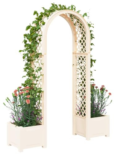 vidaXL Rosenbogen mit Pflanzer Weiß 168,5 x 43 x 207 cm PP