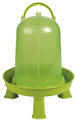 Kerbl Kunststoff-Tränke mit Füßen mit Griff und Bajonettverschluss, für Geflügel (Küken/Hühner/Enten) Grün (8,0 l)