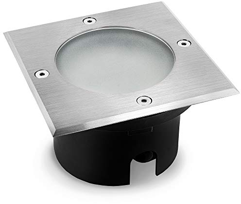SSC-LUXon Bodeneinbauleuchte LED eckig VIROK für Außen IP67 - mit GX53 LED 3W warmweiß 230V - Bodenstrahler mit Durchgangsverdrahtung