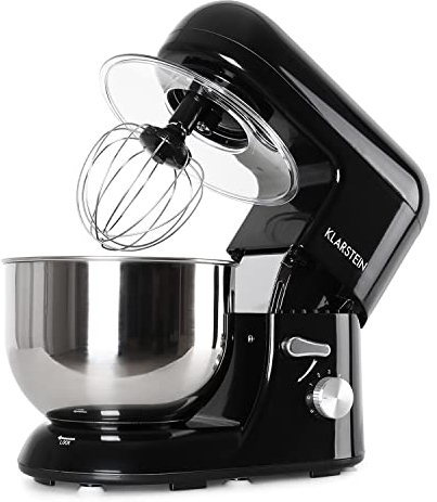 Klarstein Batidora Amasadora con Bol 5L para Hornear, Robot Cocina, Amasadora Reposteria 1800W, Gancho y Bol para Mezclar, Electrodomesticos Cocina Varillas Rotación Planetaria con 6 Velocidades