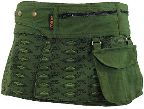 GURU SHOP Wickelrock, Cacheur, Sidebag, Minirock - Olive, Damen, Baumwolle, Size:S/M