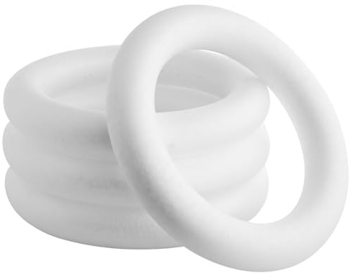 Bright Creations Foam Wreath Form - 10 Inch, White, Set of 4, Round - Wreath Frame for DIY Crafts & Floral Decor