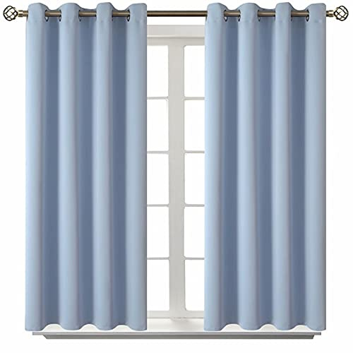 BGment Verdunkelungsvorhänge für Wohnzimmer – Thermoisolierende Vorhänge für Schlafzimmer, 2 Paneele von 132 x 137 cm, Spa Blau