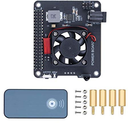 pzsmocn 3CM Quiet Fan Cooling,provides a Safe Shutdown Function,DockerPi Power Board 5V4A For Raspberry Pi 4 Model B & 3B+ & 2B/3B,IR remote Control Switch,Button Control Switch.