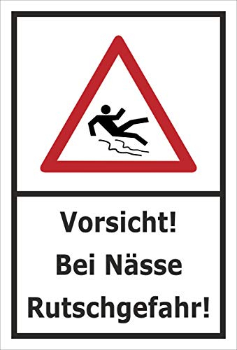 Melis-Folienwerkstatt Schild Rutschgefahr bei Nässe - 30x20cm - Bohrlöcher - 3mm Aluverbund – 20 VAR S00018-126-A