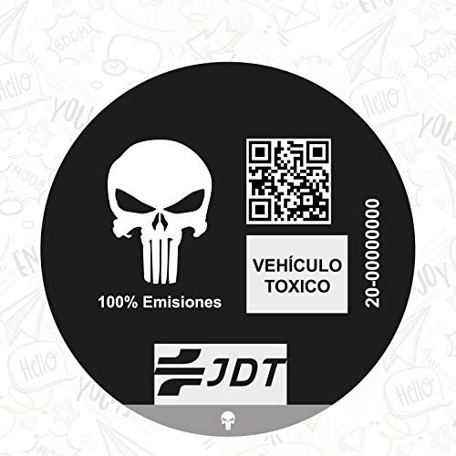 VINILO ADHESIVO PEGATINA STICKER DISTINTIVO AMBIENTAL COCHE VEHICULO TOXICO JDT