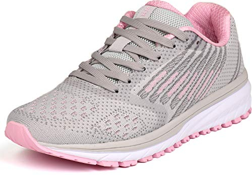WHITIN Scarpe da Corsa Donna Moda Sneakers per Correre Traspirante Casuale Frau Fitness Sport Scarpe da Ginnastica Grigio Rosa 39