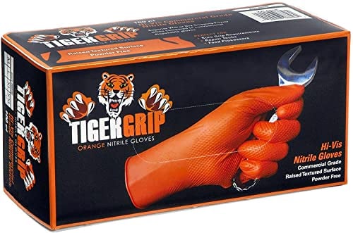Eppco 8847 Tigre Prise Orange Nitrile Gants - XXXL (3XL) - Grip Texturé - Boîte (80pc)