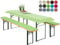 heimtexland ® Bierzeltgarnitur Auflagen Set 3-teilig Tischdecke Bierbankauflage Polster Kissen Biergarnitur Typ698 Grün für Tischmaß 70x220 cm
