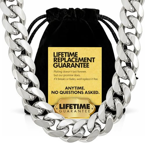 LIFETIME JEWELRY 11mm Miami Curb Cuban Link Chain Necklace 24k Real Gold Plated