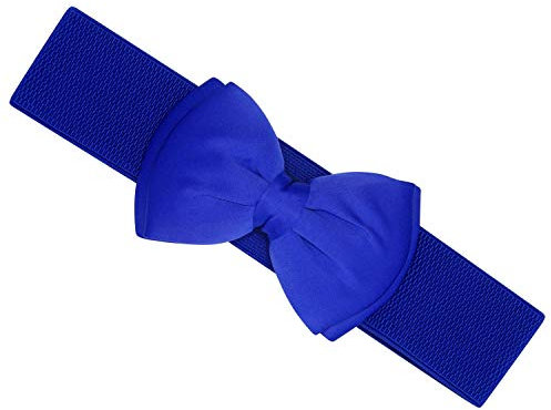 Ro Rox Vera 1950er Jahre Vintage Retro Pin-Up Breiten Elastischen Satinbogen Gürtel (Blau, M)