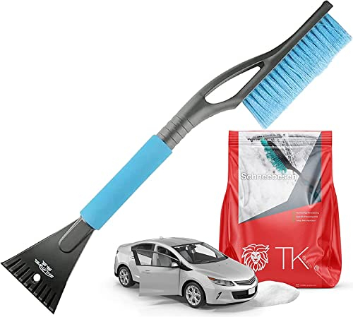 TK Gruppe Timo Klingler autogadget® 5X Stück - 2 in 1 - Schneebesen mit Eiskratzer - für Winter & Schnee - PKW KFZ & Auto - Teleskop mit Besen lackschonend
