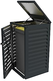 Cache Poubelle Simple en Aluminium thermolaqué Spécial Copropriété (3mm) - 1x360 litres - Gris Anthracite