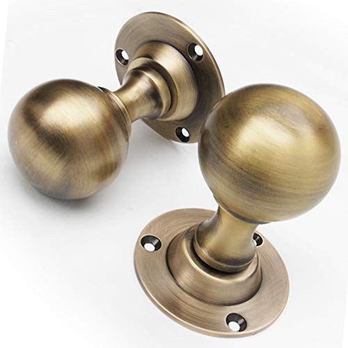Jones & Grey Vintage Period Style Oval Solid Antique Brass Door Knobs Handles