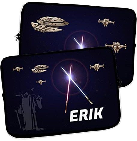 Custodia per Laptop e Tablet. Personalizzato con Nome. MacBook/Acer/Dell/Samsung/HP. Custodia iPad. Neoprene. Borsa Porta PC. Diverse Misure. Star Wars