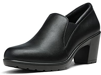 DREAM PAIRS Womens Mid Block Heels Ladies Sandals Slip-on Smart Work Office Dress Court Shoes DPU214,Size 5.5,Black,DPU214