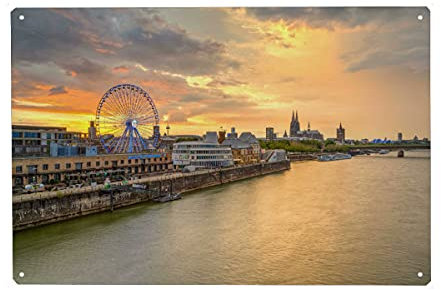 artboxONE Metall-Poster 30x45 cm Städte/Köln Skyline von Köln von Künstler Michael Valjak