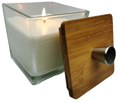 Wachsfresser Kerzenfresser Schmelzlicht WOWOCON®|10x10x10cm|Outdoor Indoor Glas Kerzen wiederbefüllbar lange Brenndauer Feuer mit Dauerdocht zum Wachs und Kerzenreste schmelzen