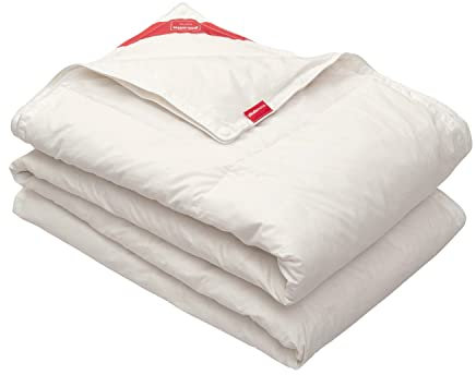 Pikolin Home Edredón Nórdico DUO 92% Plumón de 120 y 160 gr, Tejido de Algodón para Todo el Año con Unión Mediante Corchetes, Cama 135/140 - 220 x 220 cm, Blanco