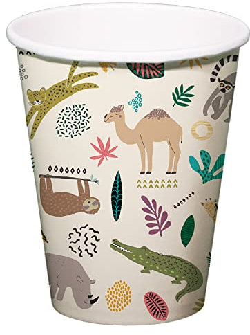 Folat Gobelets Zoo Party 250ml-6 pièces, 68345, Multicolore