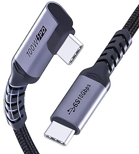 SUMPK 1m USB C auf USB C Datenkabel 2 Packungen, 100W USB C Kabel 3.1 PD Schnellladegerät Gen 2 E-Mark Chip SuperSpeed 10 Gbps 90 Grad 4K Monitor Video Output Kabel für Google Pixel, Galaxy S2