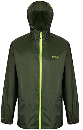 Regatta Pack-it III Veste Imperméable Hommes - pac a mac - imperméable - randonnée, course, cyclisme, voyage, golf zip léger coupe-vent veste de pluie hommes - compressible/Bright Kiwi / 46 EU