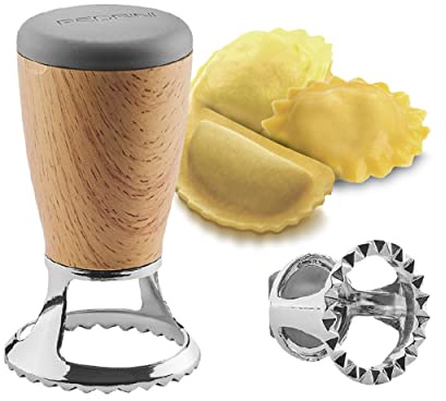 Pedrini Taglia Ravioli 2 in 1, con Contenitore, Tondo Grande e Piccolo