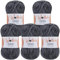 Wollidu Gina Chenille Garn zum Stricken und Häkeln 5 x 100g/120m Set 100% Polyester - Anthrazit Dunkelgrau