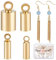Beebeecraft 80 pcs 4 tailles 24 K Plaqué Or Embouts de Cordon Embouts à Sertir Lisses Embout de Baril avec Anneau de Boucle pour Bracelets de Cordon en Cuir Fabrication de Bijoux