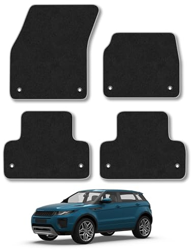 Land Rover Range Rover Evoque (2013-2019) Carpet Car Mats | Grey Edge Trim Tailored Fit Floor Mats Full Coverage Protection Accessories Easy Clean Anti Slip Made in the UK