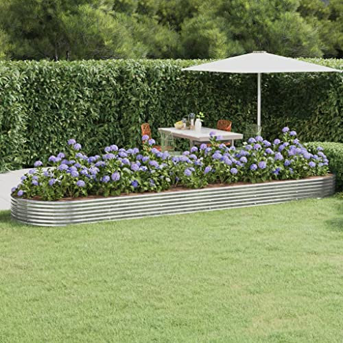 WIFESE JardinièRe Acier Enduit De Poudre 523x140x36 Cm Argenté Jardinieres Exterieur Jardiniere Bois Jardiniere Balcon Carré Potager Kit Herbes Aromatiques