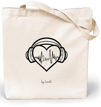 Loxato Stoffbeutel Bedruckt - Stofftasche - Baumwolltasche Bedruckt 100% B35 x H42 x T8 cm - Tragetasche Canvas-Stoff 220 g/m2 - Jutebeutel - Einkaufstasche Lange Henkel 70cm - Einkaufsbeutel