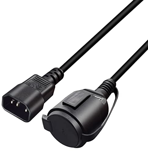 RIIEYOCA Câble Adaptateur Secteur pour Prise UPS C14 mâle vers CEE7 Femelle,IEC 320 C14 mâle vers Europe Schuko Femelle Câble Adaptateur avec Capuchon de Protection, Noir, 3m