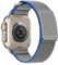 HITZEE Compatibile con Cinturino Apple Watch 49mm 45mm 44mm 42mm, Morbido Intrecciato Velcro Cinturini Regolabili Progettato per Apple Watch Ultra 2 Series 9 8 7 SE 6 5 4 3 2 1, Blu/Grigio, S/M