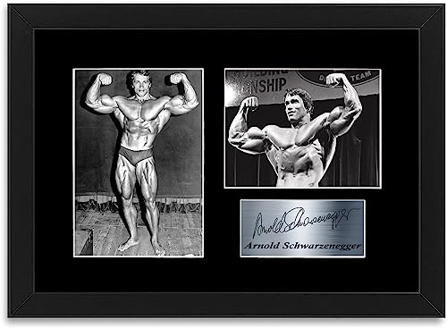 Arnold Schwarzenegger Motivationsposter fürs Fitnessstudio, Bodybuilding, signiert, gerahmt, A4