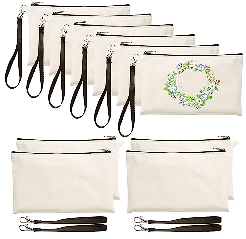 Viupolsor 10Pcs Sublimation Blank Pen Case Blank DIY Craft Bags Canvas Pencil Case Canvas Makeup Bag Cosmetic Bags Pencil Case