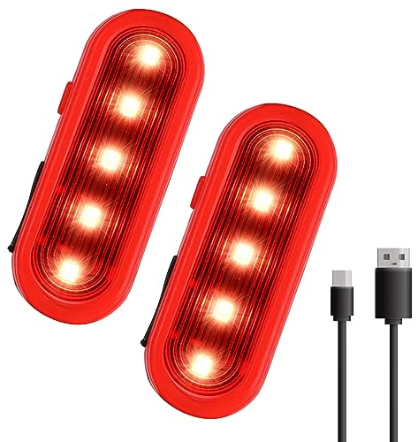 LED Blinklicht Sicherheitslicht USB Aufladbar - 2er Sicherheit Licht Set für Kinder Schulranzen Nachtläufer Bergsteiger Hund Leuchtanhänger mit Clip - Dauerlicht und Blinklicht 3 Modes