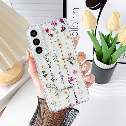 ZTOFERA Blumen Handyhülle Kompatibel mit Samsung Galaxy S22 5G Hülle für Mädchen Frauen, Flexibel Weiche Silikon Schutzhülle mit Cute Kletterblumen Muster Stoßfest Bumper Cover, Durchsichtig