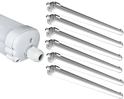 pureled 36W LED Feuchtraumleuchte IP65 120cm Wannenleuchte Kaltlweiß 6000K Werkstatt Garage Keller (6er Set)