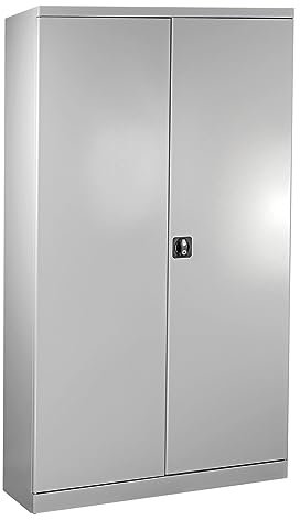 PROREGAL Stahlschrank Owl mit 4 Fachboden | HxBxT 192x110x38cm | Lichtgrau | Büroschrank Aktenschrank Aufbewahrungsschrank